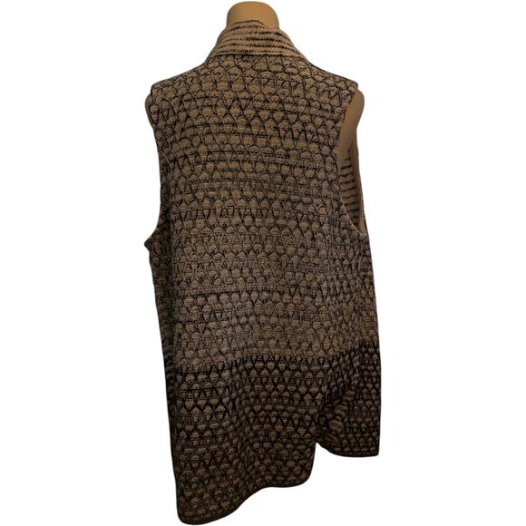 Chico's Open Front Sweater Vest Black & White Boho Hippie, Size 2 (Medium) - Picture 3 of 6